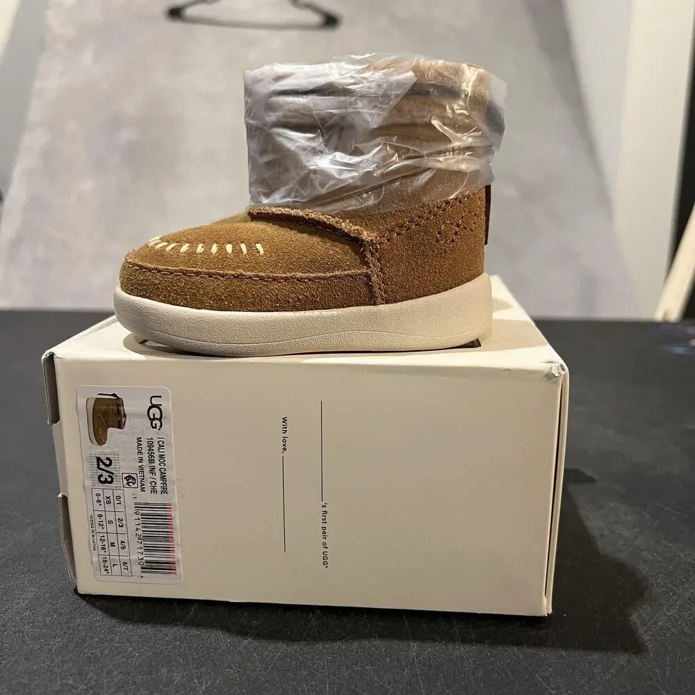 UGG Boots Infant Size 2/3 Campfire Brown Cali Moc Suede Moccasin Booties New